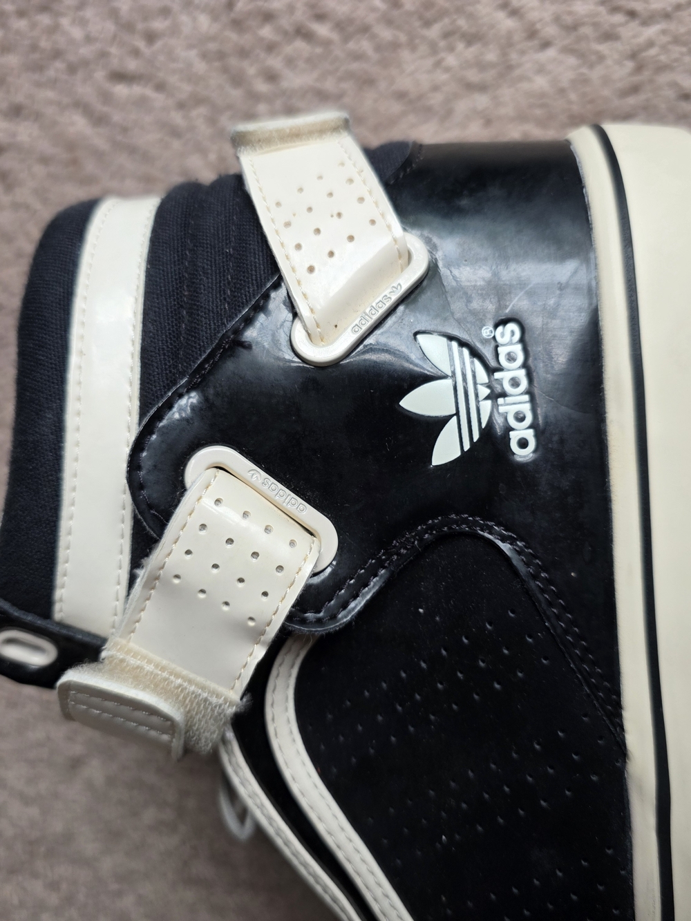 Adidas Originals Black White Patent Leather Strap High Top Sneakers Men’s 10 - Picture 14 of 14